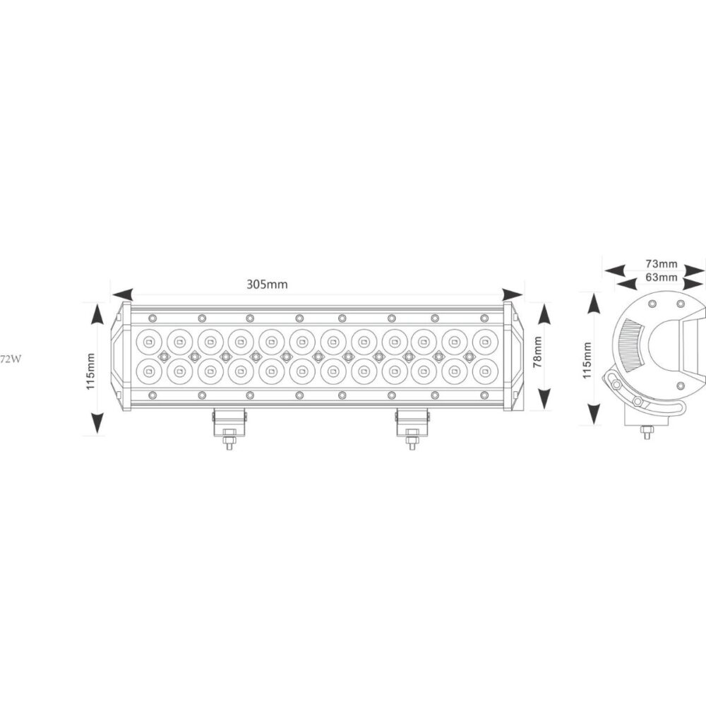 ATV LED BAR 72W 12/24V 305x63x78mm - Image 4