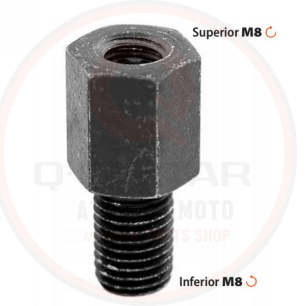 Adapter za  retrovizor, sa M8 lijevo na  M8 desni navoj, crni