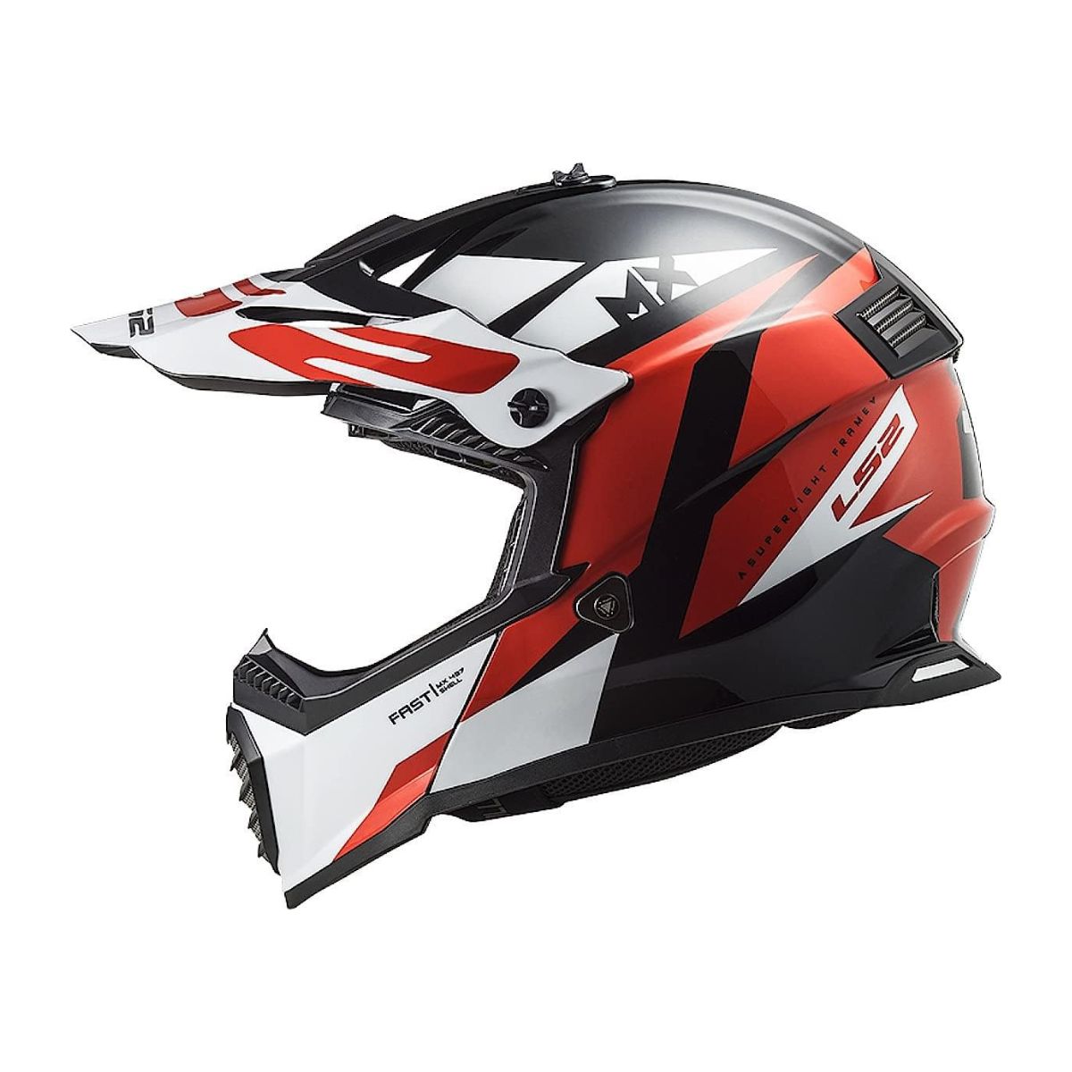 Kaciga LS2 MX437 Fast Evo Strike Mat Crna Bijela Crvena – XL - Image 2
