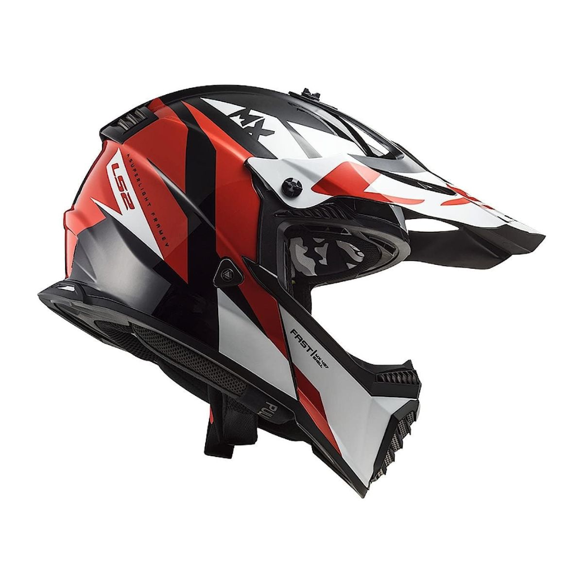 Kaciga LS2 MX437 Fast Evo Strike Mat Crna Bijela Crvena – XXL - Image 3