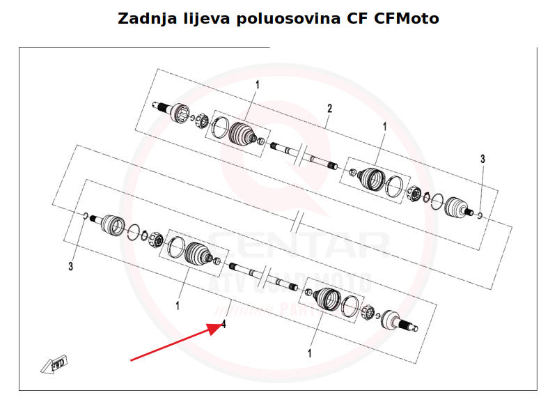 Kataloška šema: Zadnja lijeva poluosovina CF CFMoto CFORCE 450 520