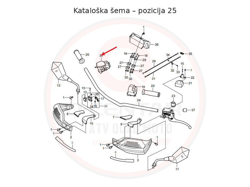 Ručica gasa i prekidač pogona Odes Pathcross 650 850 1000 – kataloška šema